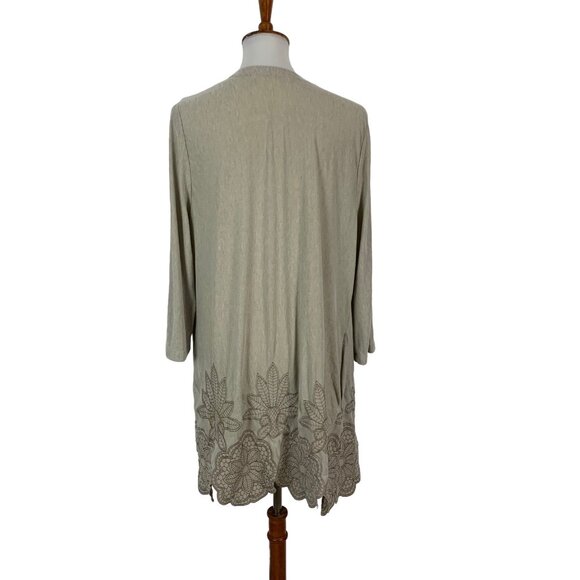 Soft Surroundings XL Tan Drape Open Front Long Sleeve Cardigan Layering - Picture 5 of 7